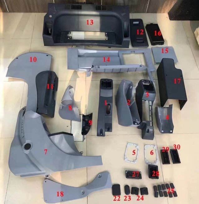 Machine covers and panel parts ready for dispatch